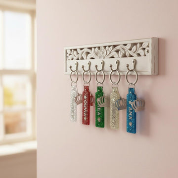 Personalised keyrings bag charms gift 8 colours glitter diamante
