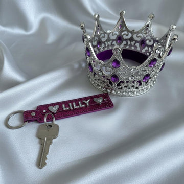 Personalised keyrings bag charms gift 8 colours glitter diamante
