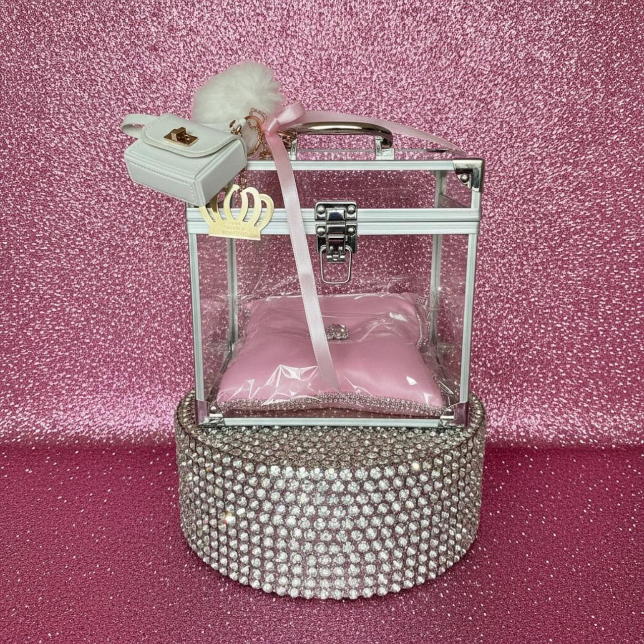 Crown Display Box – Silver Keepsake Case with Satin pad Lining (Personalised)