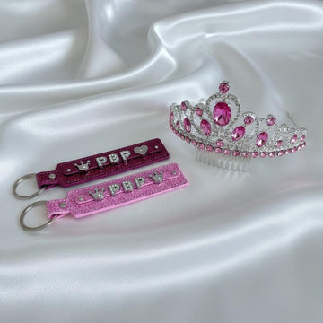Personalised keyrings bag charms gift 8 colours glitter diamante