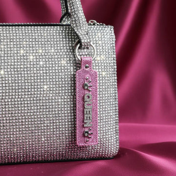 Personalised keyrings bag charms gift 8 colours glitter diamante