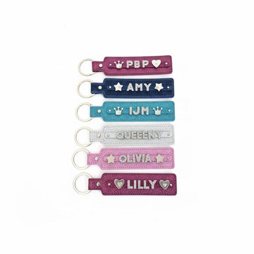 Personalised keyrings bag charms gift 8 colours glitter diamante