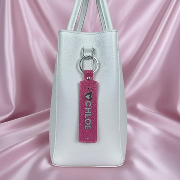 Personalised keyrings bag charms gift 8 colours glitter diamante