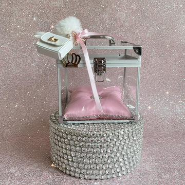 Crown Display Box – Silver Keepsake Case with Satin pad Lining (Personalised)