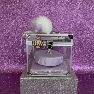 Crown Display Box – Silver Keepsake Case with Satin pad Lining (Personalised)