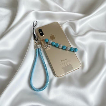 Crystal Beaded Phone Wrist Strap with Royal Crown Charm – Rhinestone Shamballa Wristlet