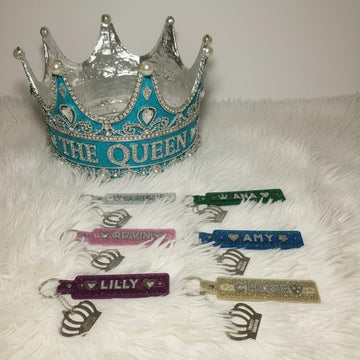 Personalised keyrings bag charms gift 8 colours glitter diamante