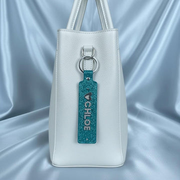 Personalised keyrings bag charms gift 8 colours glitter diamante