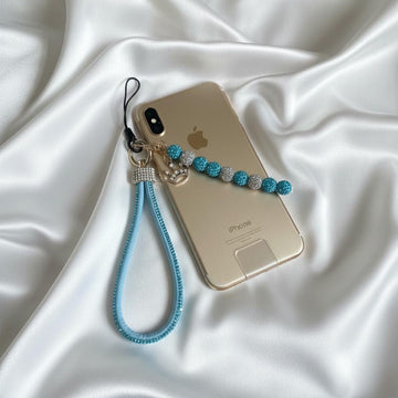 Crystal Beaded Phone Wrist Strap with Royal Crown Charm – Rhinestone Shamballa Wristlet