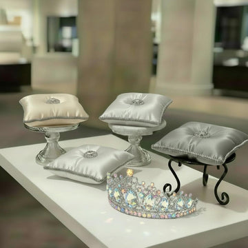 Crown box pageant keepsake pillow Ring bearer cushions crown box cushion jewellery display satin pillow diamante cushion pad