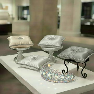 Crown box pageant keepsake pillow Ring bearer cushions crown box cushion jewellery display satin pillow diamante cushion pad