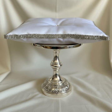 Satin Ring Bearer Pillow: Crown Case Keepsake Cushion with Diamante Border ribbon added in your colour for rings