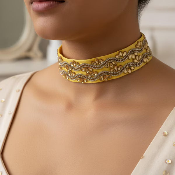 Handmade satin diamanté choker