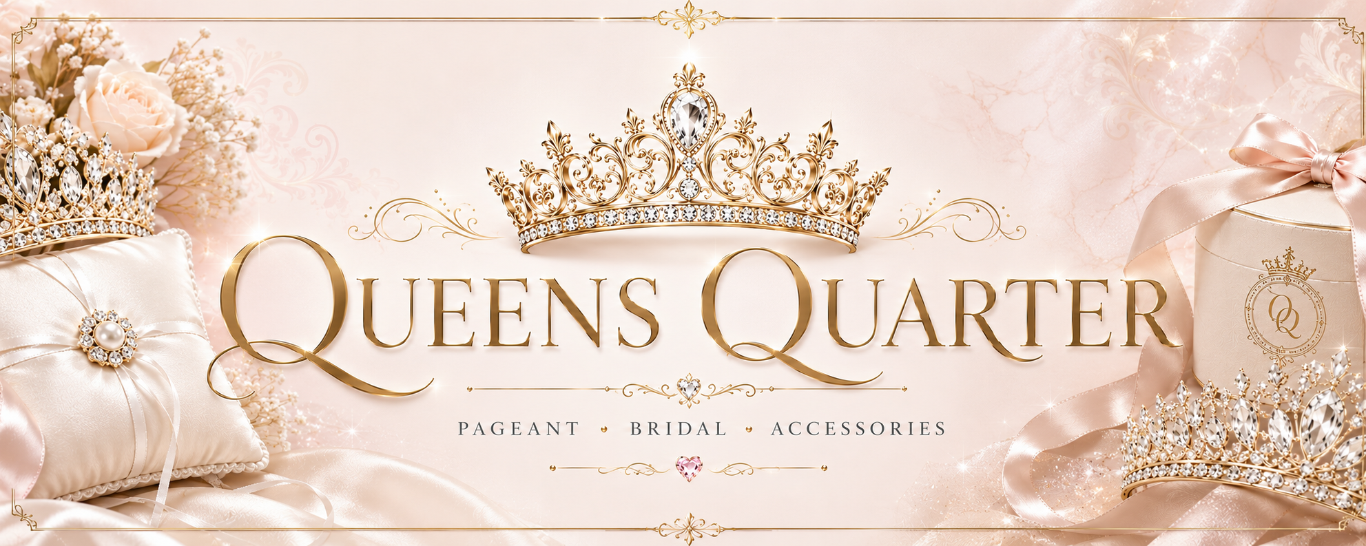 Queens Quarter pageant, bridal and accessories banner
